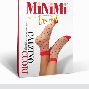 Носки женские Minimi Cuori 20 den с сердечками, ажурная резинка