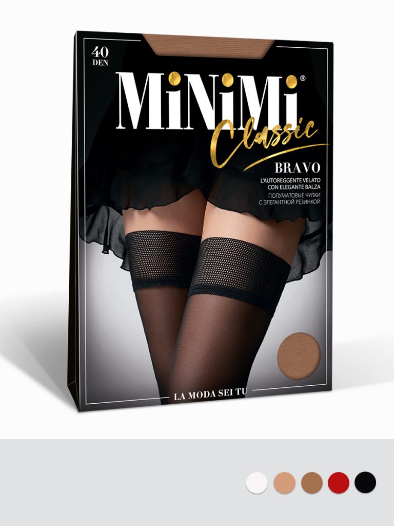 Чулки женские Minimi Bravo 40 den на силиконе, кайма с сотами