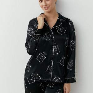 Пижама OMSA LOVE рубашка и брюки с принтом, искусственный шёлк
