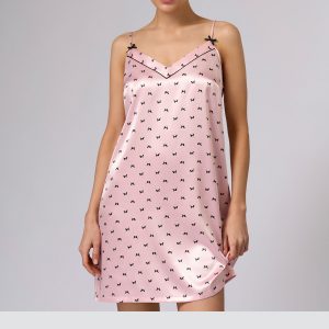 Сорочка OMSA Pink Love укороченная с принтом, узкие бретели