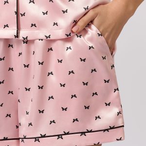 Пижама OMSA Pink Love рубашка укороченная и шорты, искусственный шёлк