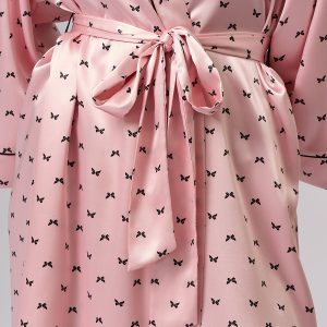 Халат OMSA Pink Love укороченный с принтом, искусственный шёлк