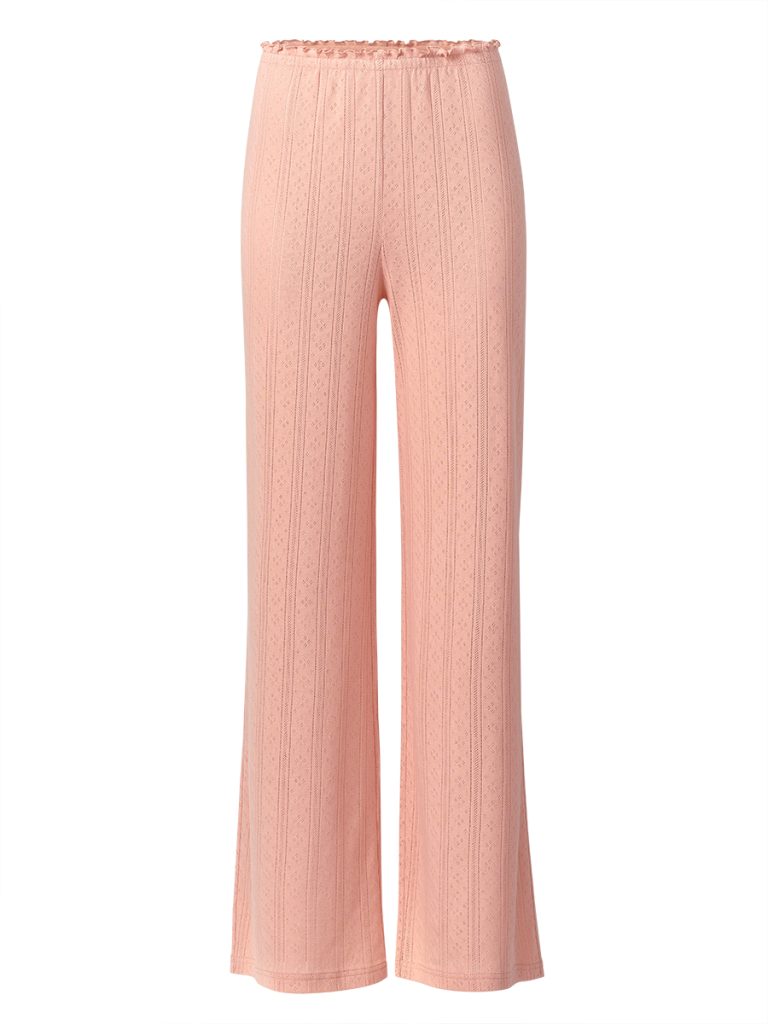 Пижама OMSA Pointelle Chic лонгслив и брюки широкие, ажурный хлопок