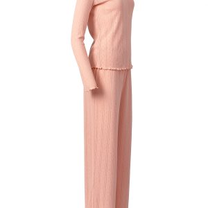Пижама OMSA Pointelle Chic лонгслив и брюки широкие, ажурный хлопок