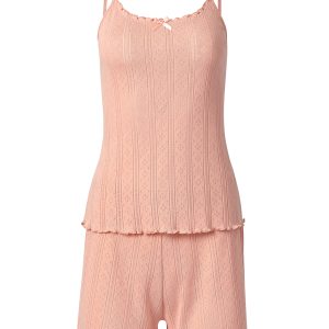 Пижама OMSA Pointelle Chic топ на бретелях и шорты, ажурный хлопок