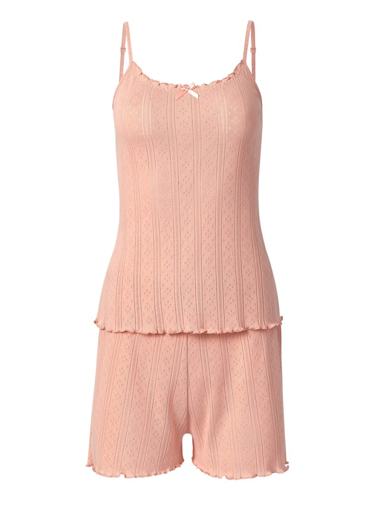 Пижама OMSA Pointelle Chic топ на бретелях и шорты, ажурный хлопок