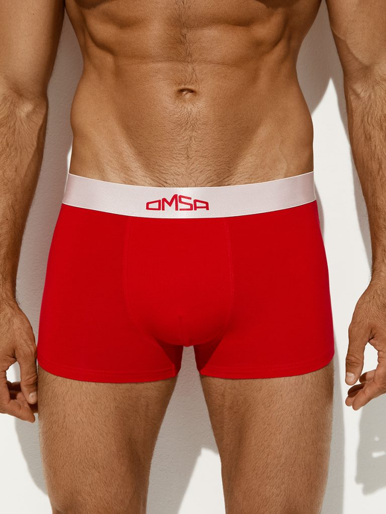 Боксеры мужские OMSA 1265 укороченные, широкая блестящая резинка