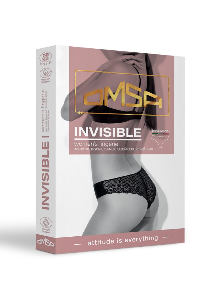 Трусы-бразилиана OMSA Invisible, термоклеевая обработка, кружево