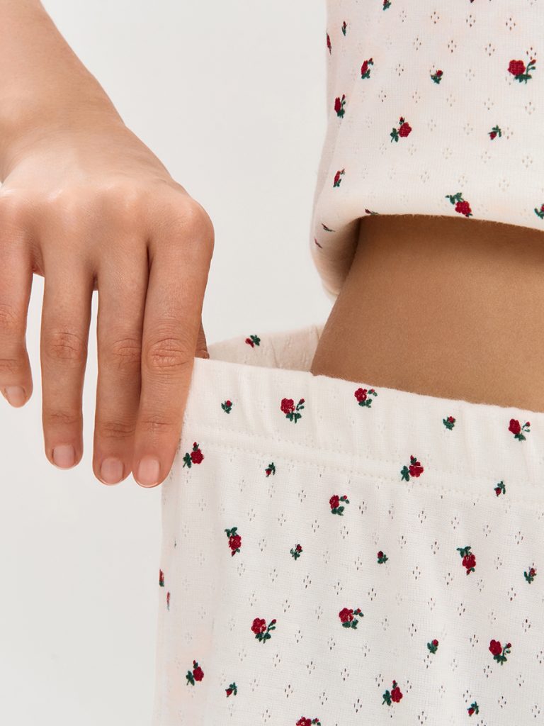 Пижама OMSA Pointelle Print топ на бретелях и шорты с гульфиком, ажурный хлопок