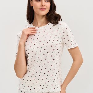 Пижама OMSA Pointelle Print футболка и шорты с гульфиком, ажурный хлопок
