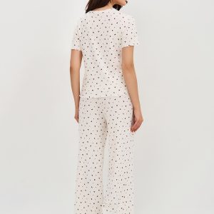 Пижама OMSA Pointelle Print футболка и брюки широкие с гульфиком, ажурный хлопок