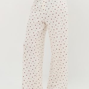 Пижама OMSA Pointelle Print футболка и брюки широкие с гульфиком, ажурный хлопок