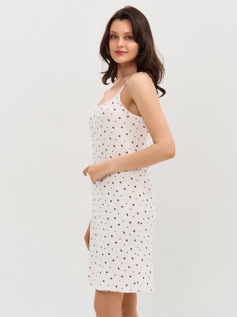Сорочка ночная OMSA Pointelle Print, узкие бретели, ажурный хлопок