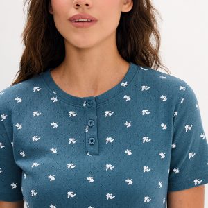 Пижама OMSA Pointelle Print AW26 футболка и шорты с планкой на пуговицах