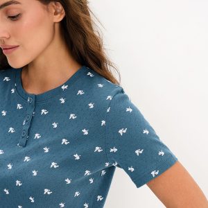 Пижама OMSA Pointelle Print AW26 футболка и шорты с планкой на пуговицах