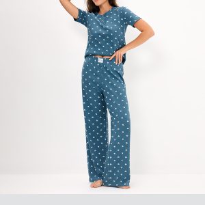Пижама OMSA Pointelle Print AW26 футболка и брюки с планкой на пуговицах